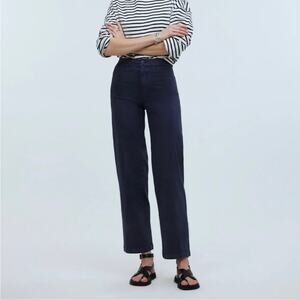 madewell the petite emmett wide-leg crop pant: welt pocket np382 size p27 ink